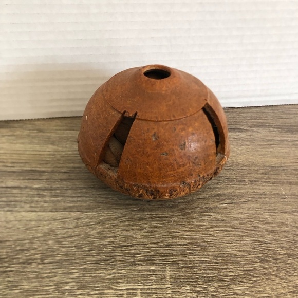 Vtg Hand Carved Wood Bell Rattle - Picture 2 of 12